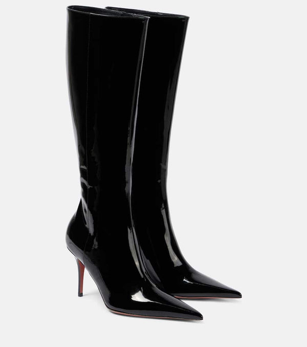 Amina Muaddi Barbara 90 patent leather knee-high boots