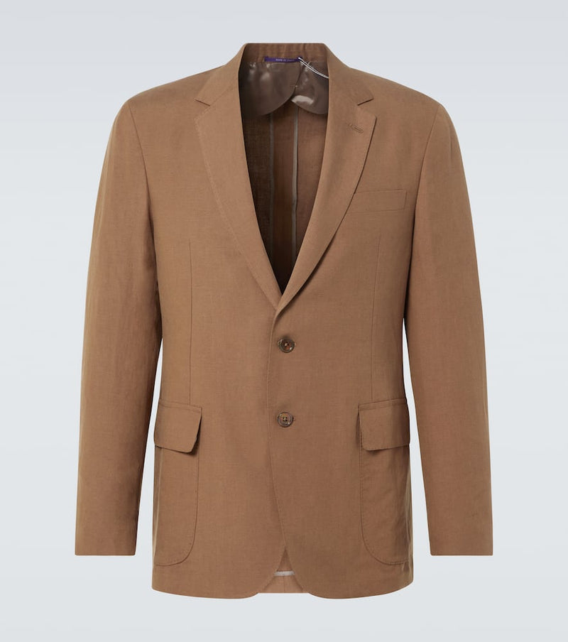 Ralph Lauren Purple Label Single-Breasted Silk And Linen Blazer Brown