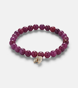 Sydney Evan Mini Fortune Cookie beaded 14kt gold bracelet with diamonds and rubies