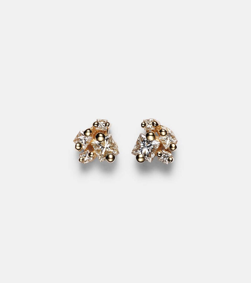 Suzanne Kalan Princess 18kt gold earrings with diamonds