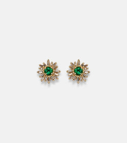 Suzanne Kalan 18kt gold earrings with diamonds and emeralds