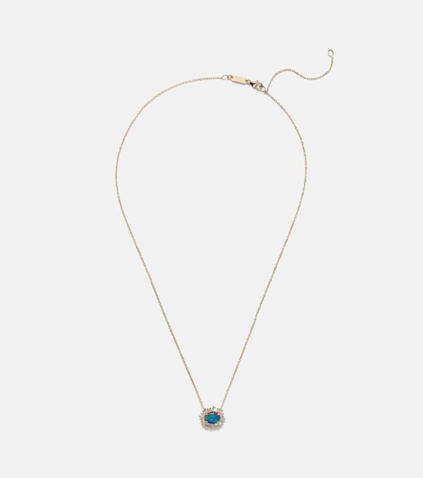 Suzanne Kalan 18kt gold pendant necklace with diamonds and opal