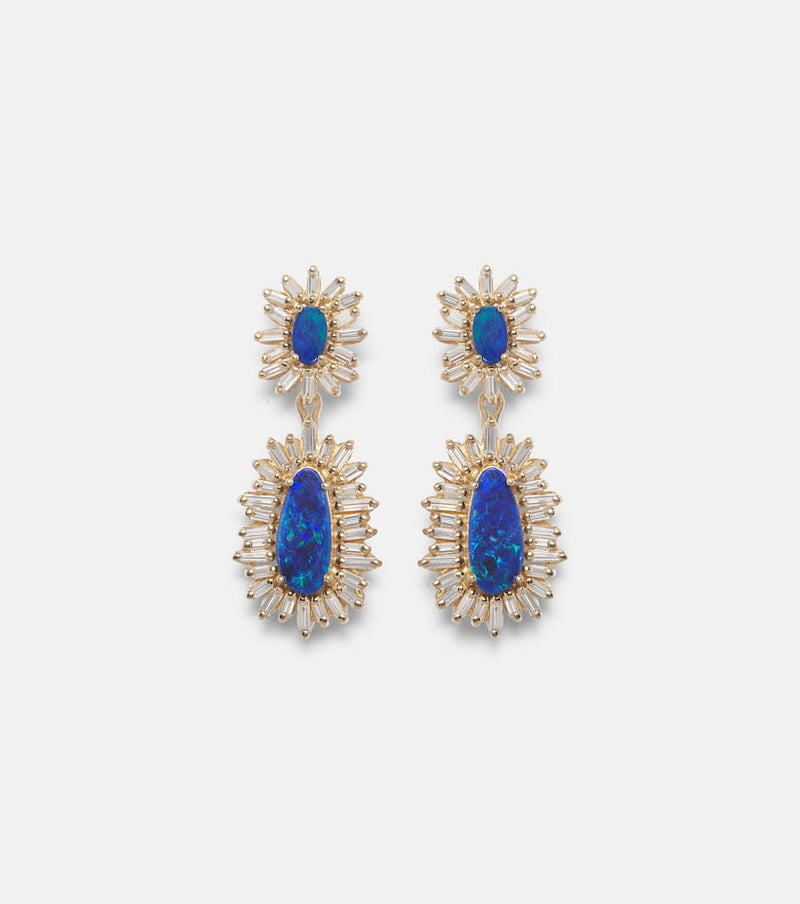 Suzanne Kalan 18kt gold drop earrings with opals and diamonds