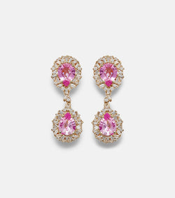 Suzanne Kalan 18kt gold drop earrings with sapphire and diamonds