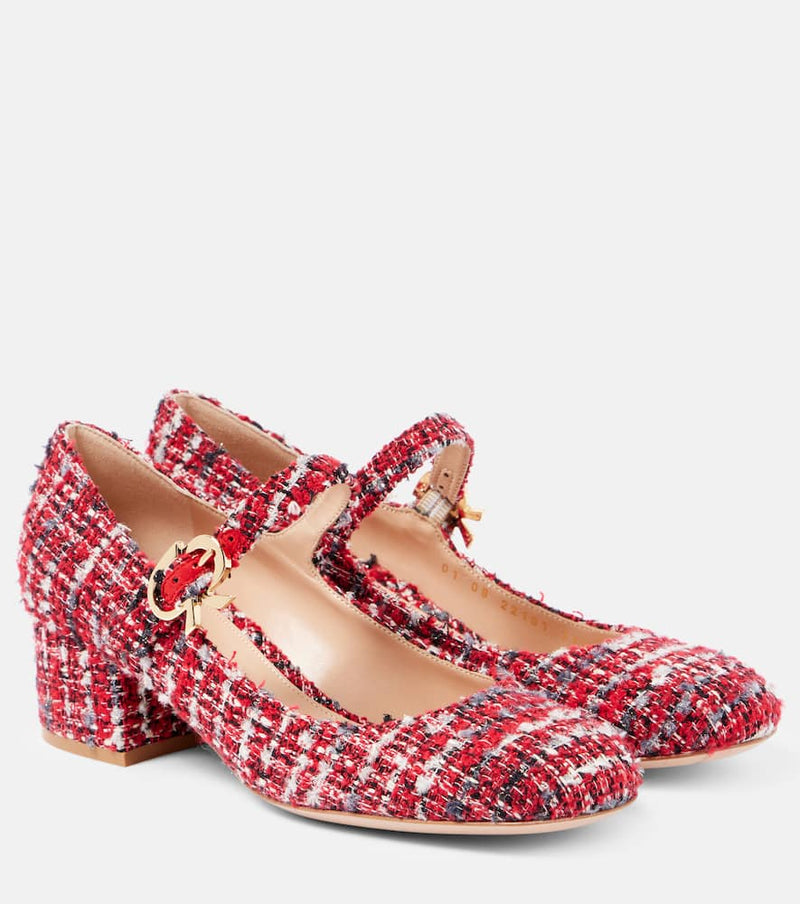 Gianvito Rossi Mary Ribbon bouclé Mary Jane pumps