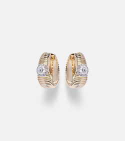 Stone and Strand Disco 14kt gold huggies with diamonds