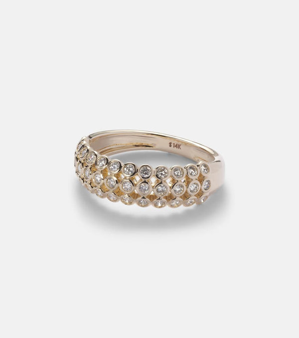 Stone and Strand Bold Lattice 14kt gold ring with diamonds