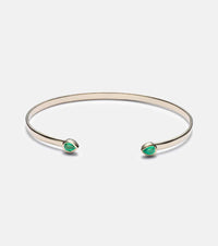 Stone and Strand Myrtle 10kt gold cuff bracelet with emerald