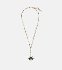 Shay Jewelry Starburst 18kt gold necklace with emerald and diamonds