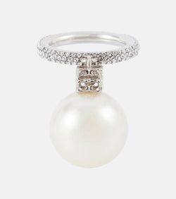 Givenchy Crystal-embellished ring with faux pearl