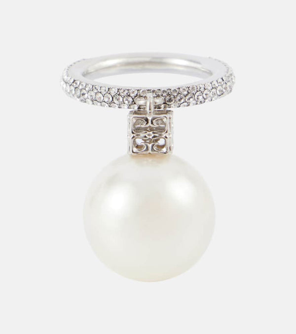 Givenchy Crystal-embellished ring with faux pearl