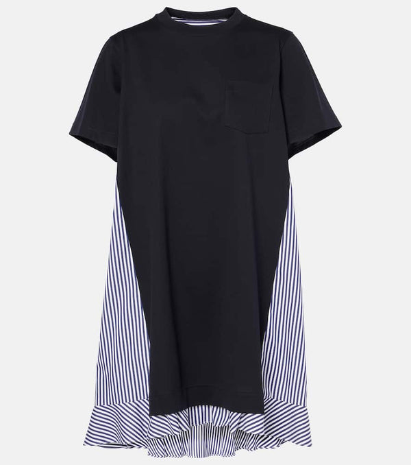 Sacai Striped cotton minidress