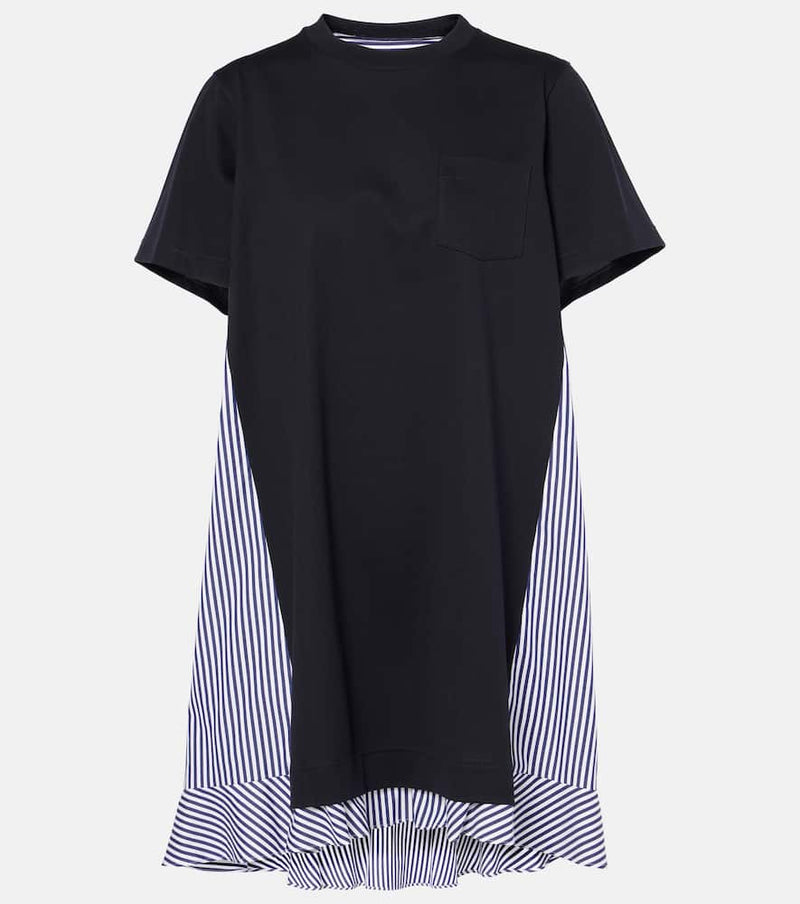 Sacai Striped cotton minidress