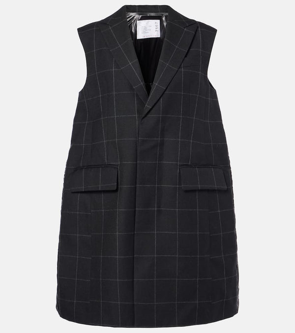 Sacai Checked down-paneled wool vest