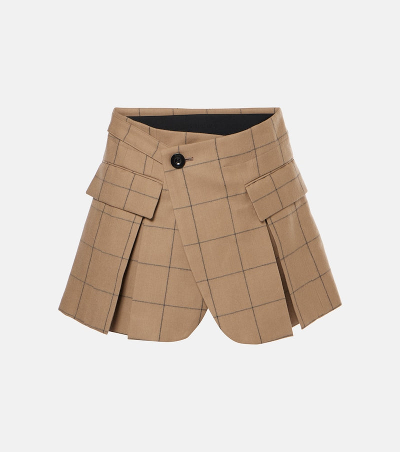 Sacai Checked wool shorts