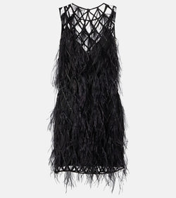 The Attico Feather-trimmed minidress