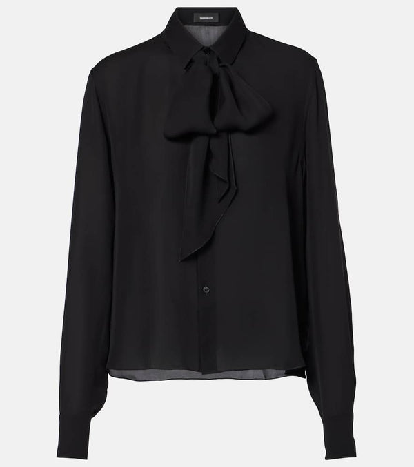 Wardrobe.NYC Tie-neck silk blouse