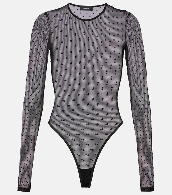 Wardrobe. NYC Polka-dot sheer mesh bodysuit