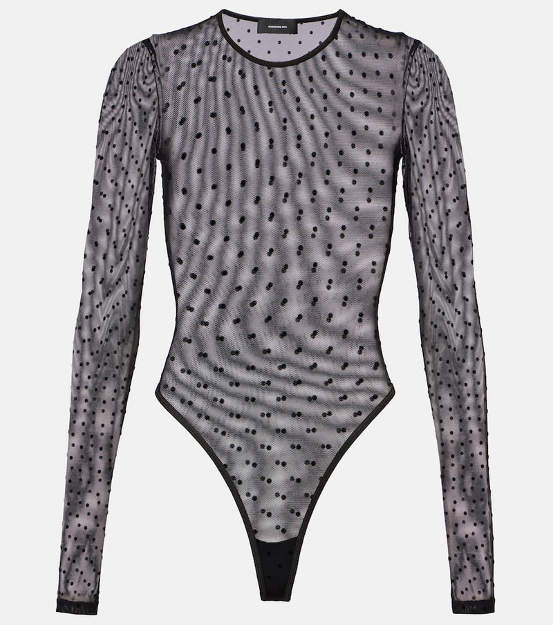 Wardrobe. NYC Polka-dot sheer mesh bodysuit