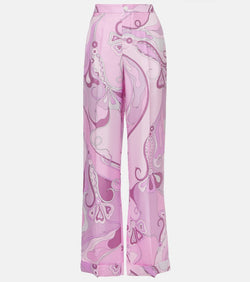 Pucci Orchidee silk twill wide-leg pants