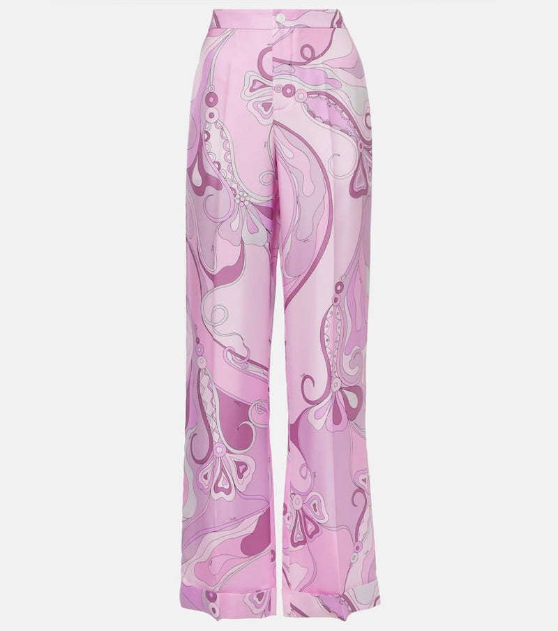 Pucci Orchidee silk twill wide-leg pants