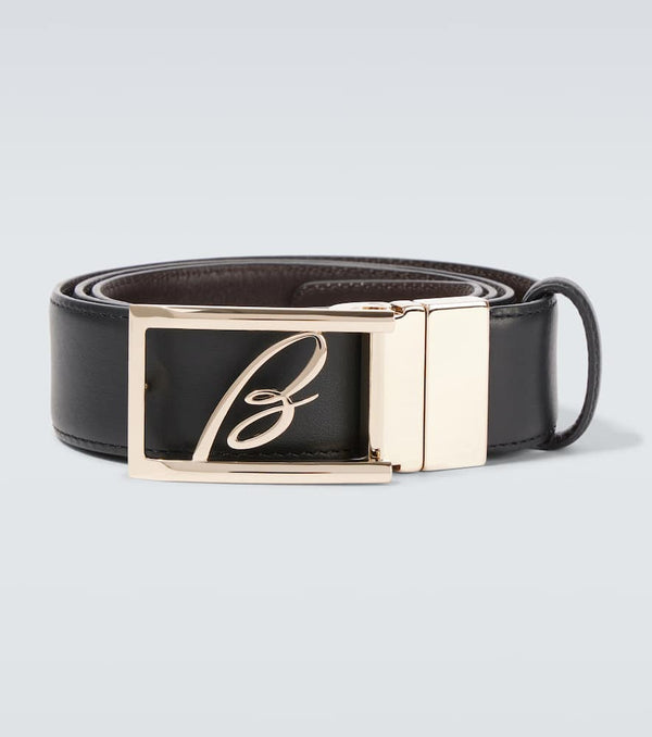 Brioni Logo leather belt