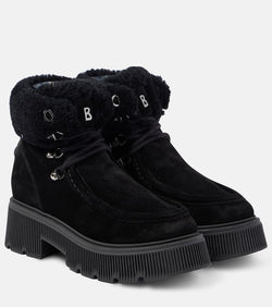 Bogner Shearling-trimmed leather ankle boots