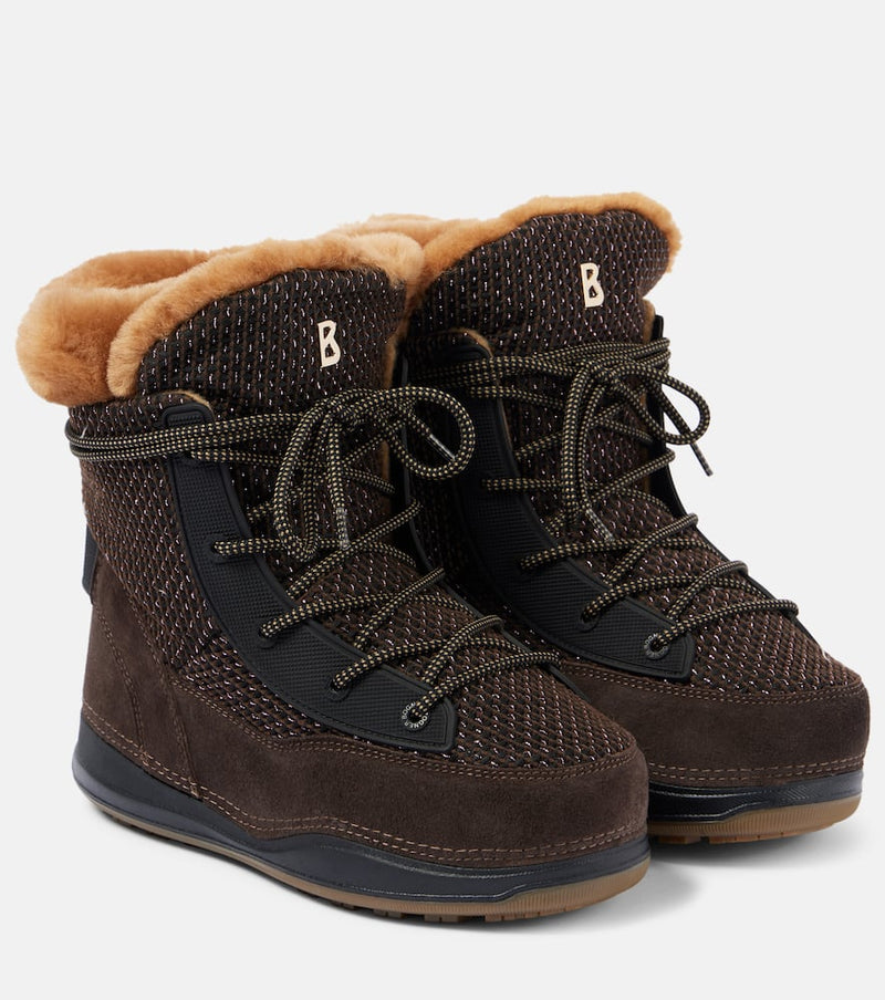 Bogner Verbier shearling-trimmed suede ankle boots