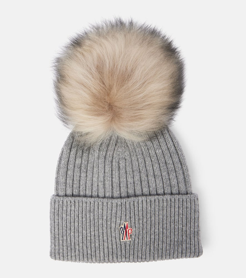 Moncler Shearling-trimmed cashmere beanie