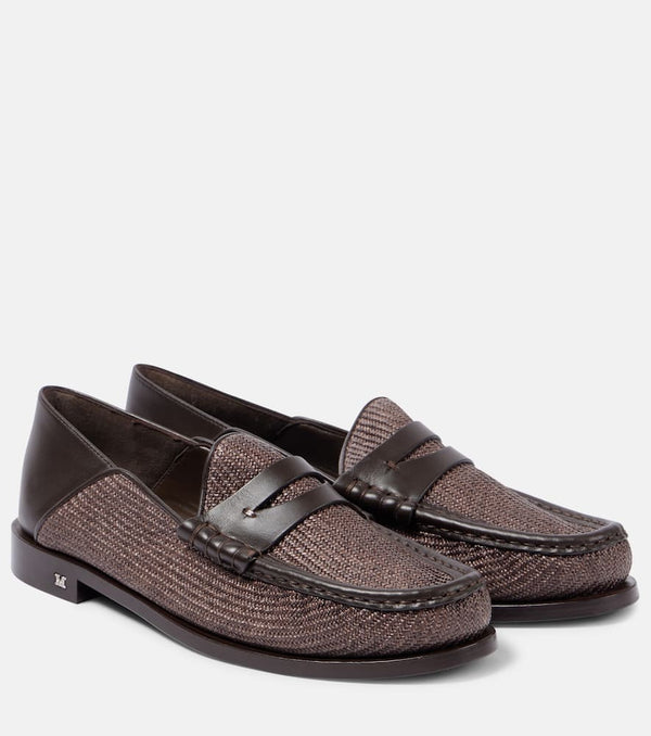 Max Mara Raffia-effect penny loafers