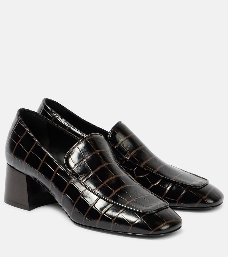 Toteme Croc-effect leather loafer pumps