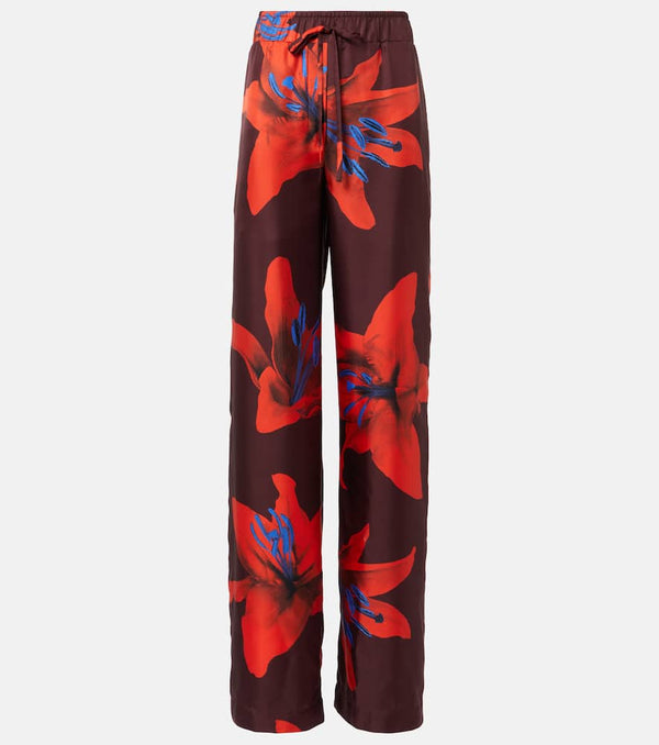 Alexander McQueen Printed silk wide-leg pants