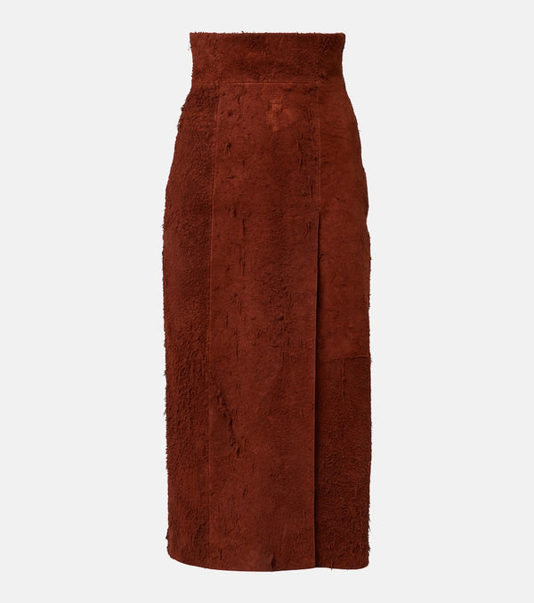 Alexander McQueen High-rise suede midi skirt