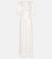 Rixo Annabella lace-trimmed satin maxi dress