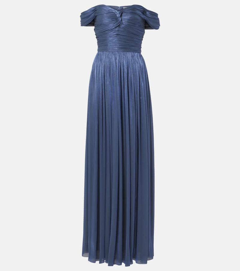 Costarellos Ruched off-shoulder gown