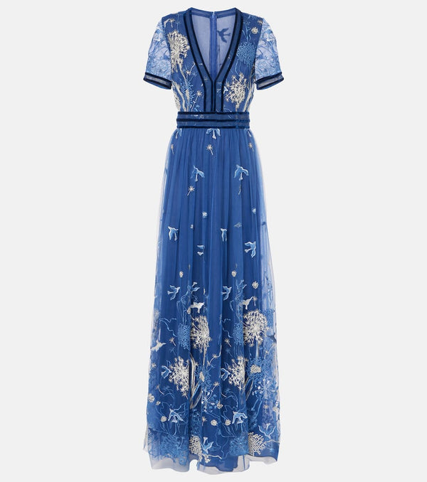 Costarellos Floral embroidered gown