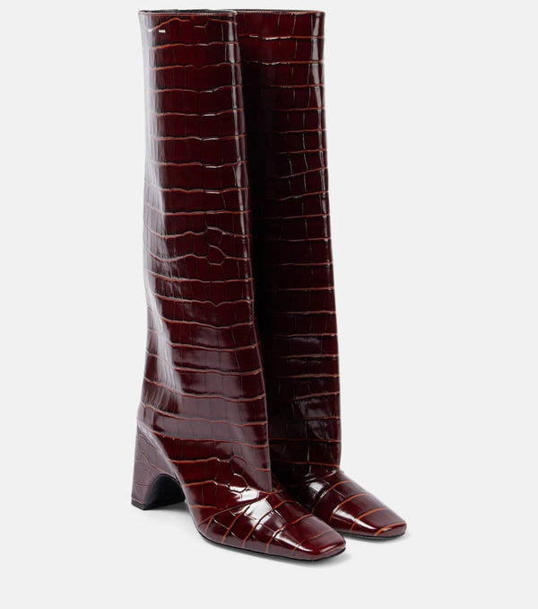 Coperni Bridge croc-effect leather knee-high boots