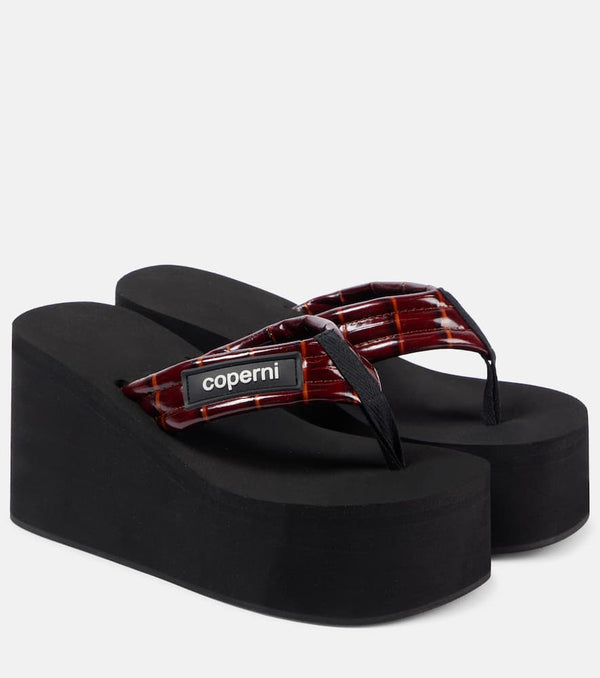 Coperni Logo leather platform thong sandals