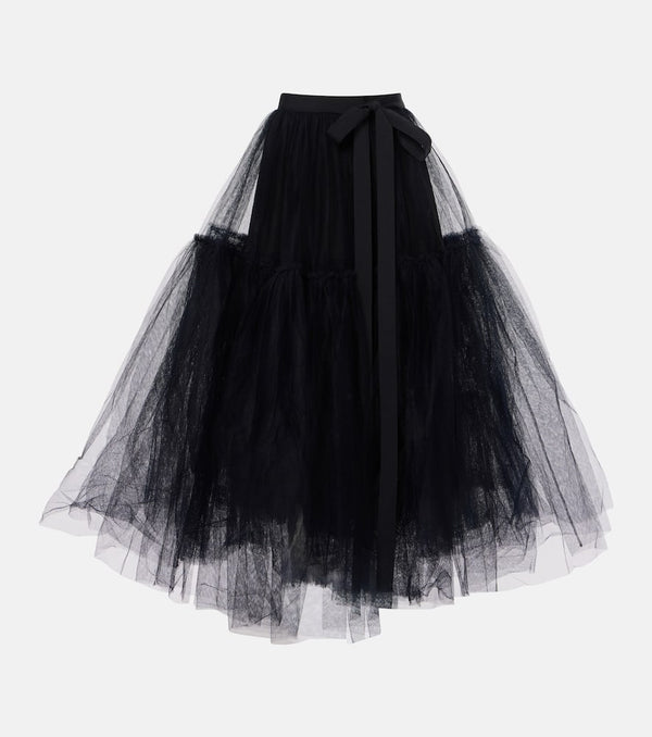 Erdem Bow-detail tulle midi skirt