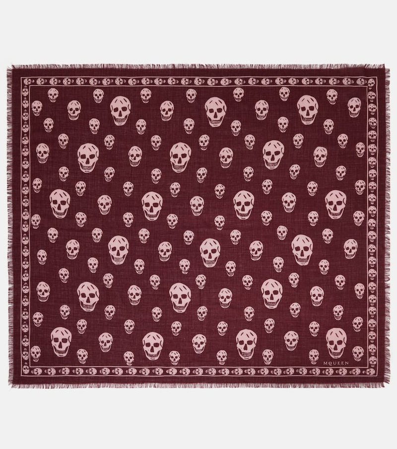 Alexander McQueen Skull fringed silk scarf