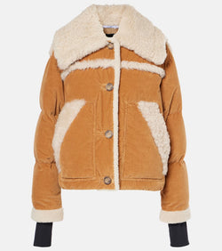 Moncler Shearling-trimmed cotton corduroy jacket