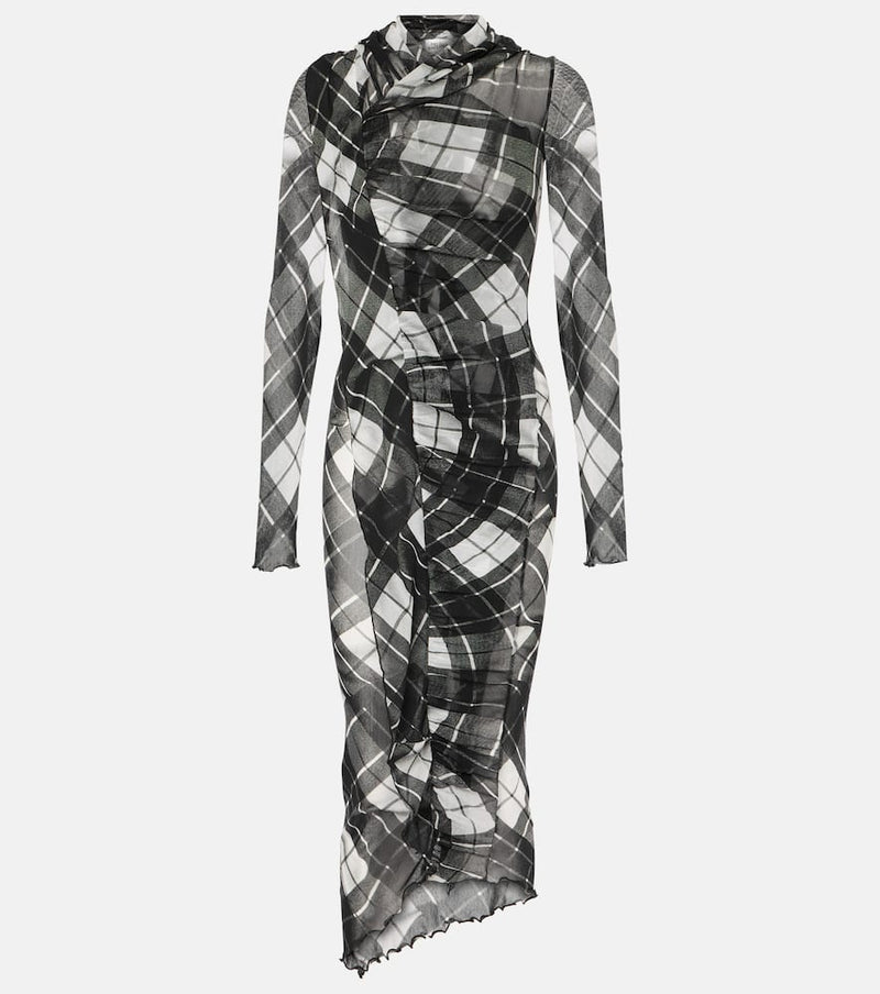 Jean Paul Gaultier Tartan deconstructed tulle maxi dress