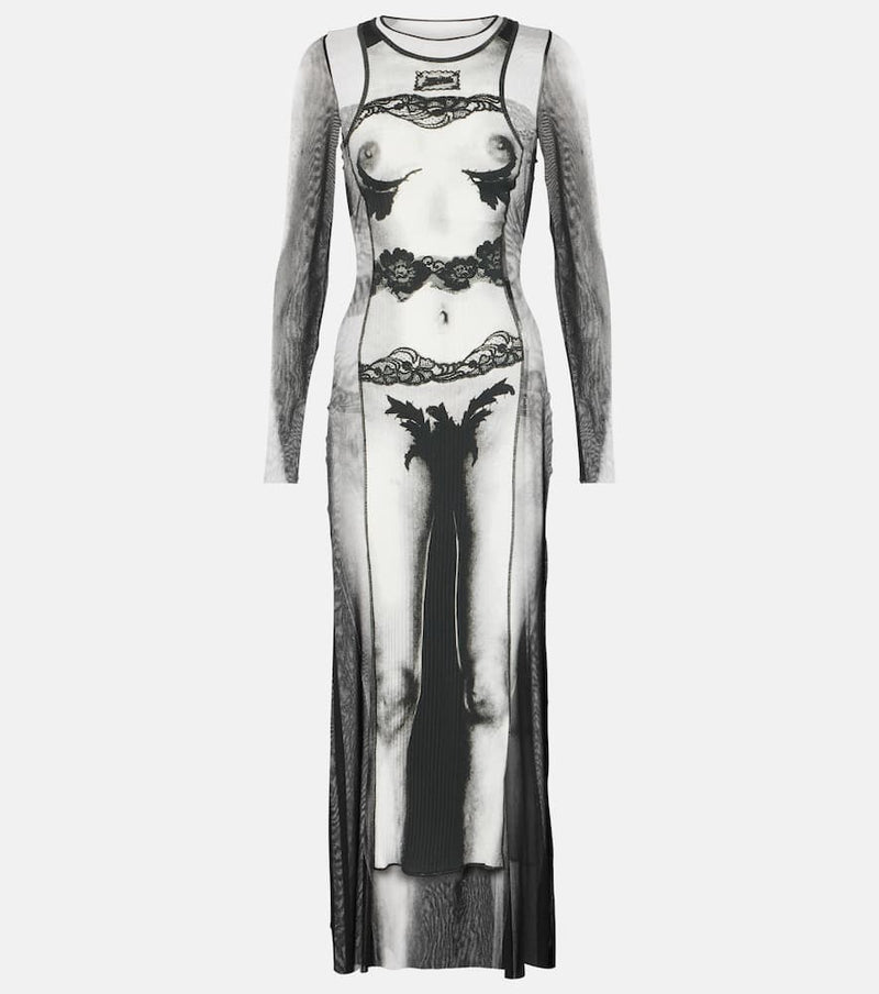 Jean Paul Gaultier Marinière striped mesh maxi dress