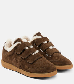 Isabel Marant Beth shearling-trimmed suede sneakers