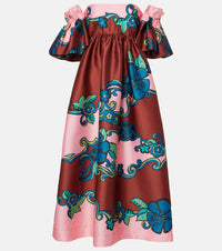 Alemais Floral off-shoulder satin maxi dress
