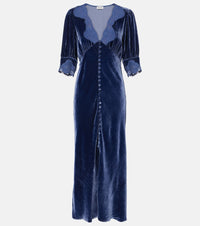 Rixo Simone lace-trimmed velvet maxi dress