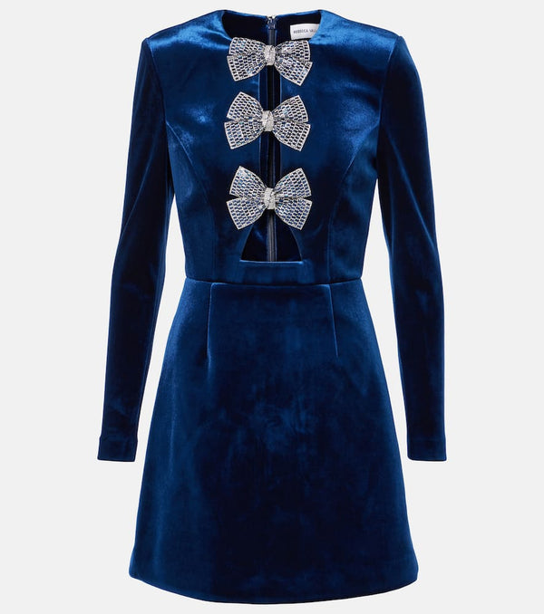 Rebecca Vallance Vivicia bow-detail velvet minidress