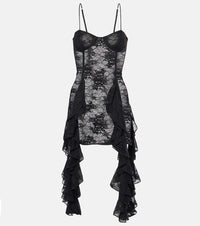 Oseree Ruffled lace minidress