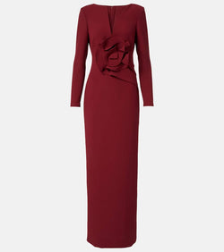 Roland Mouret Floral-appliqué crêpe gown