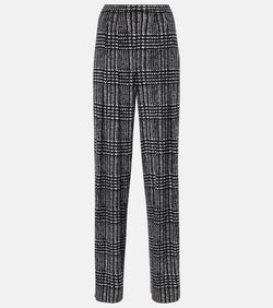 Norma Kamali Pleated plaid wide-leg pants